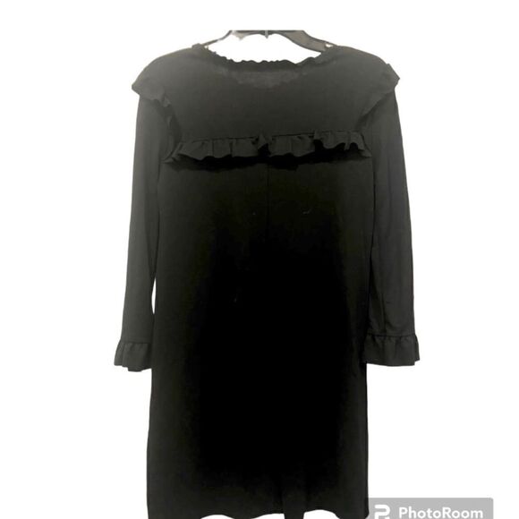 Zara black 3/4 sleeve ruffle front, back, collar and cuffs Dress size 8 - Picture 6 of 12